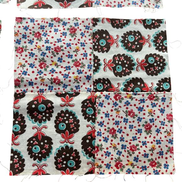 Hand Sewn Patchwork quilt squares or blocks a lot of 13 1940's vintage cotton - Picture 4 of 8